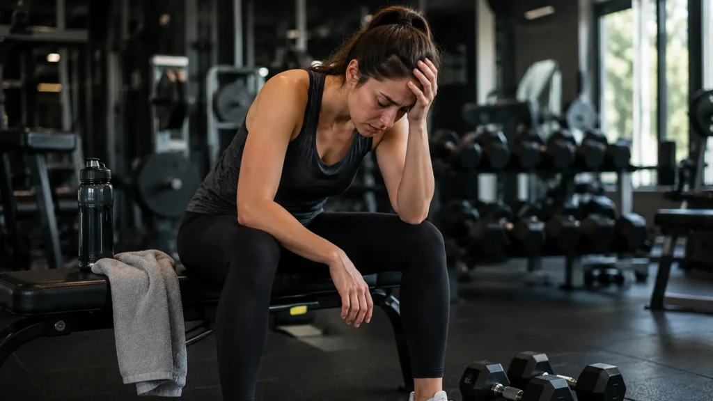 Beginner experiencing workout fatigue and overtraining symptoms
