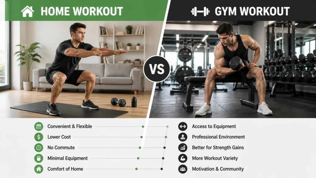 Comparison of home workout and gym workout environments for beginners