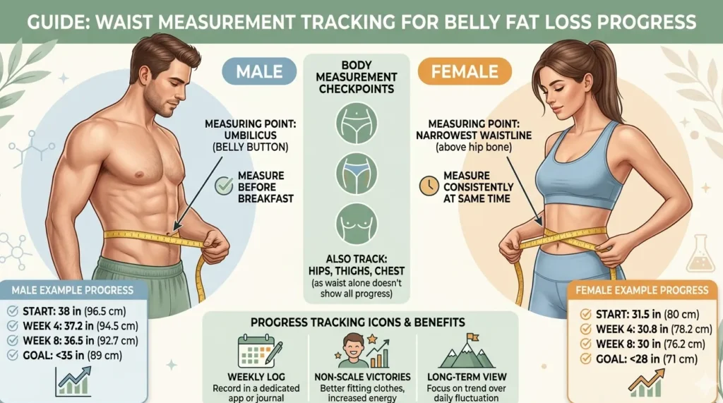 Waist measurement guide for tracking belly fat loss progress