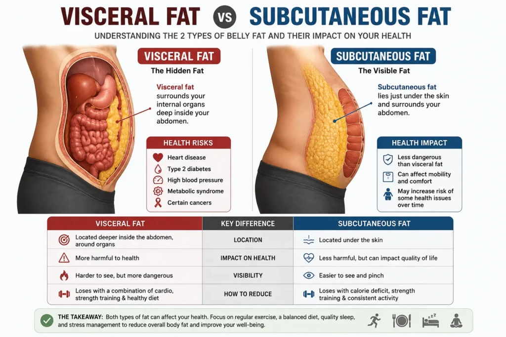 Comparison of visceral fat and subcutaneous belly fat
