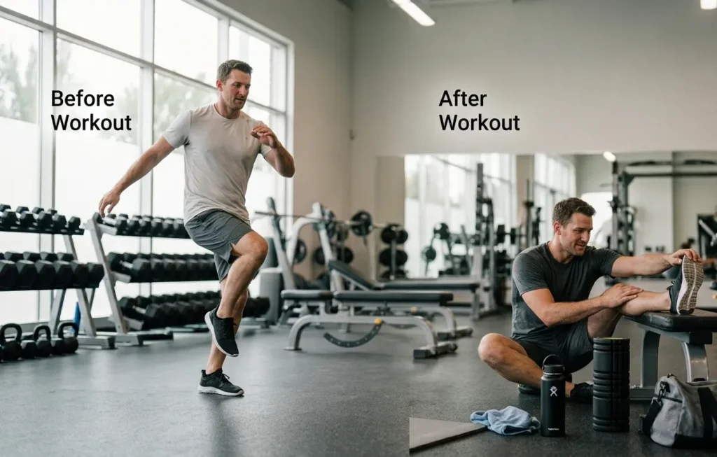 Comparison of dynamic stretching before exercise and static stretching after exercise.