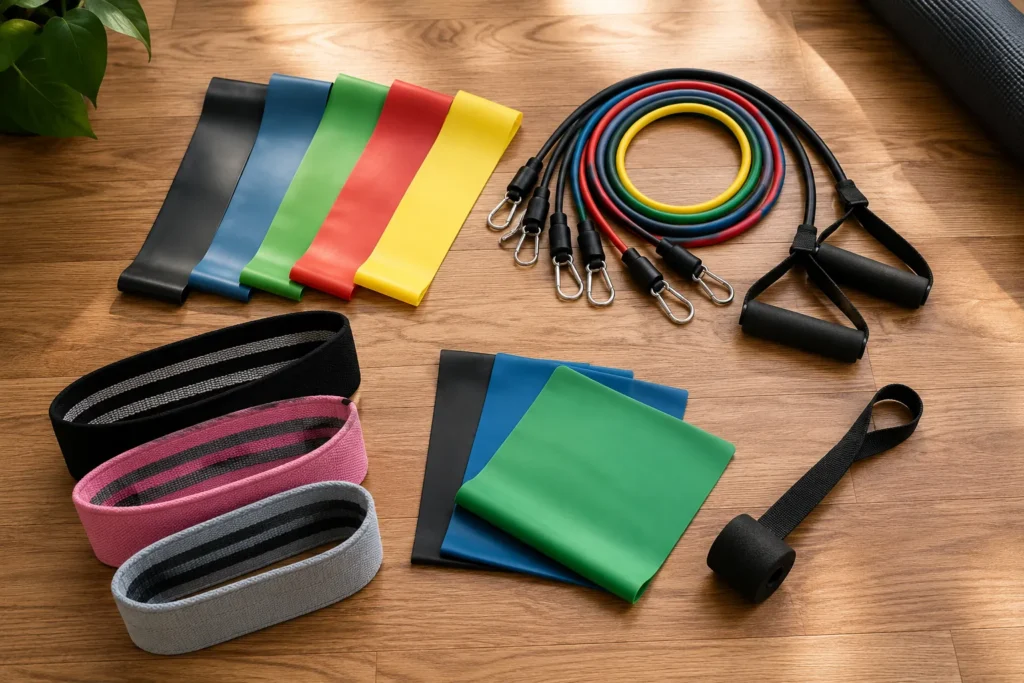 Different resistance band types for beginner workouts