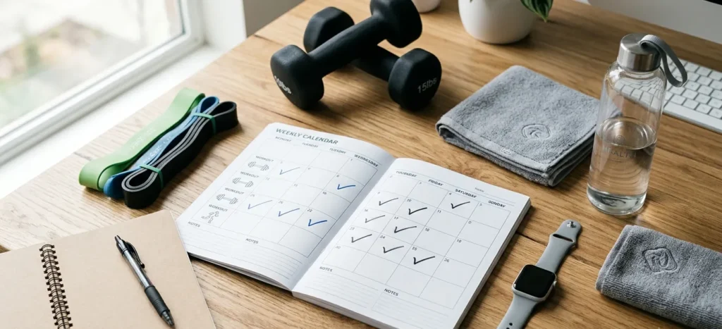 Weekly workout planner for choosing between full-body and split workouts.