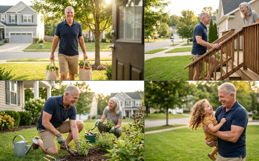 Active older adult confidently performing everyday tasks after strength training.