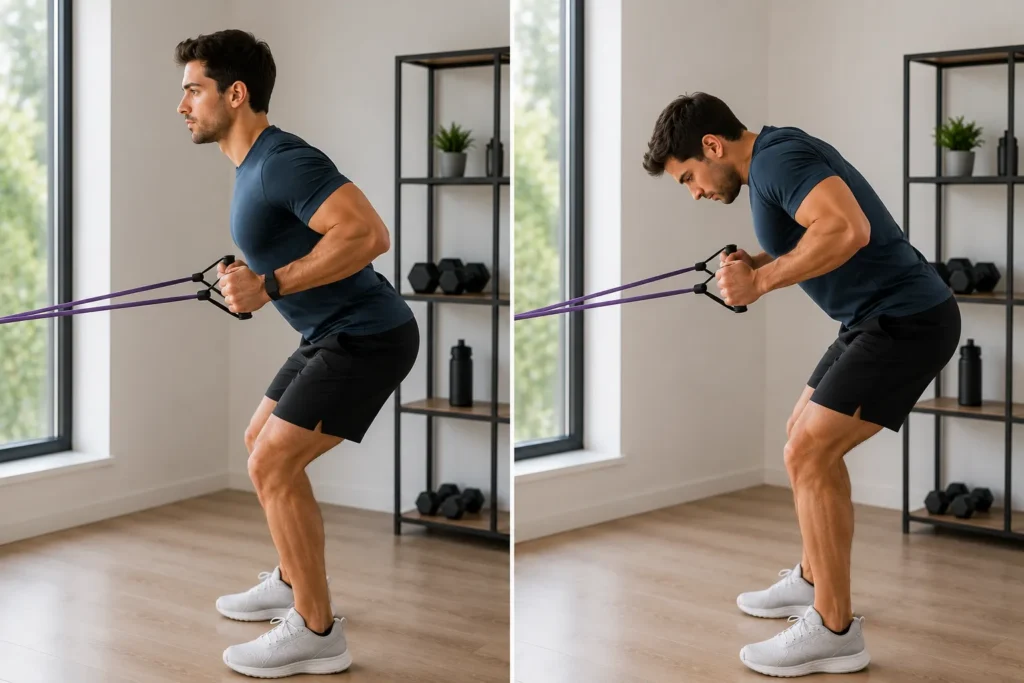 Comparison of proper and improper resistance band exercise form