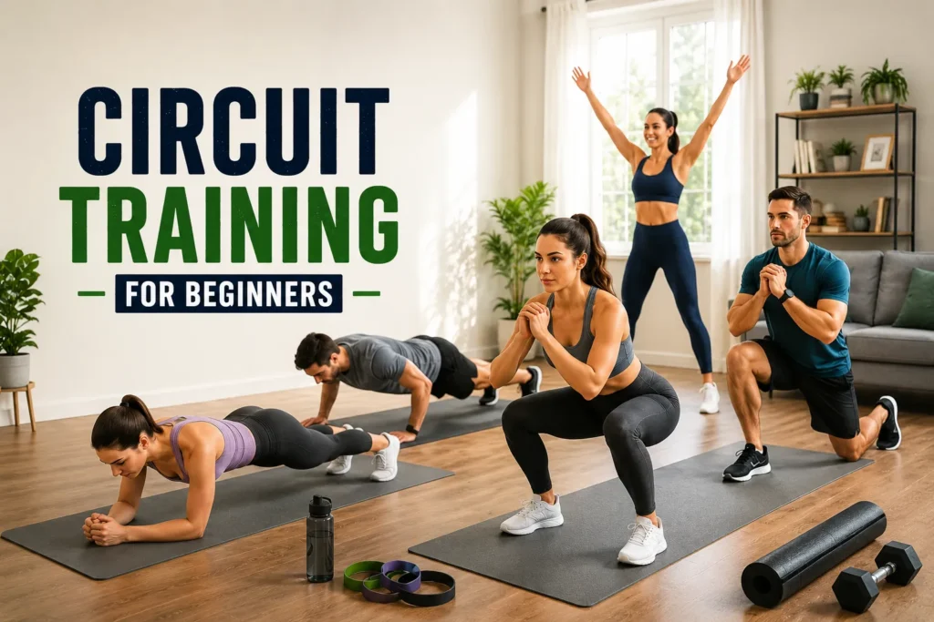 Circuit Training for Beginners: Easy Full-Body Workout Guide Beginner-friendly circuit training workout at home with full-body exercises