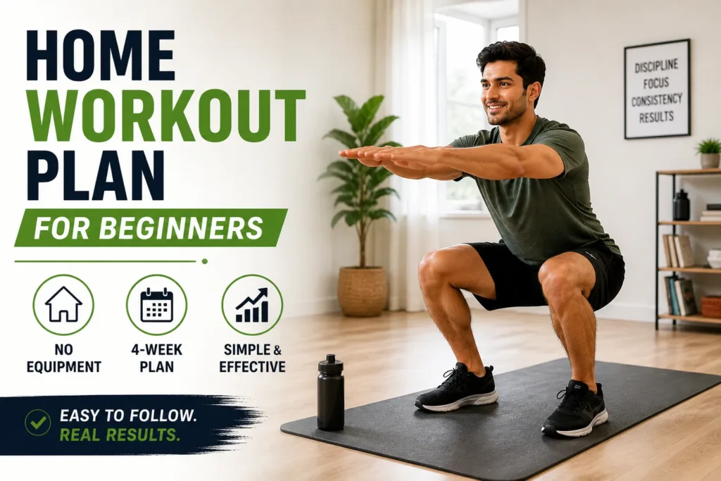 Home Workout Plan for Beginners (Simple & Easy 4-Week Routine) home workout plan for beginners no equipment simple routine at home