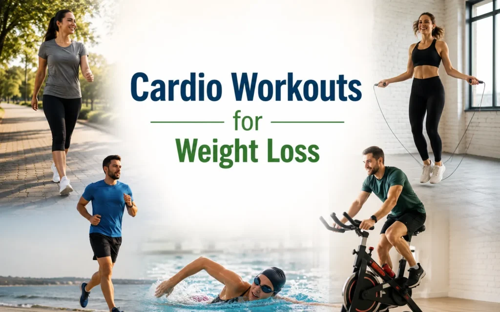 Cardio Workouts for Weight Loss: Best Exercises, Weekly Plans & Fat-Burning Tips Beginner-friendly cardio workouts for weight loss including walking, cycling, running, and jump rope exercises