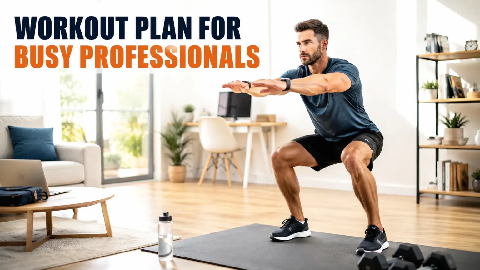 Workout Plan for Busy Professionals: A Flexible Fitness Plan for Any Schedule Busy professional following a workout plan at home before work